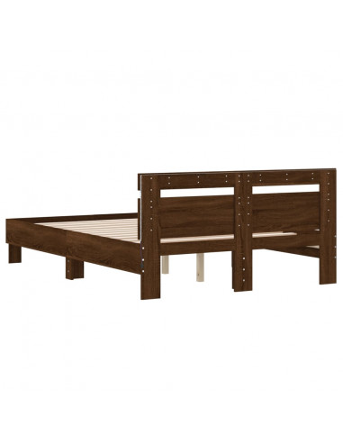 Giroletto con Testiera e LED Rovere Marrone 135x190 cm