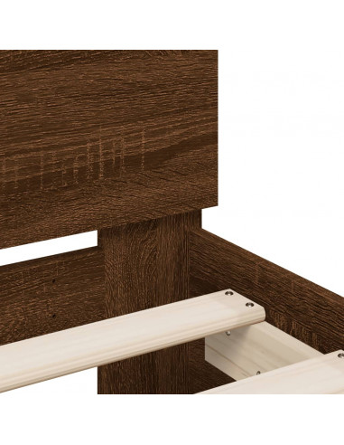 Giroletto con Testiera e LED Rovere Marrone 135x190 cm