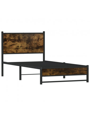 Giroletto con Testiera in Metallo Rovere Fumo 80x200 cm