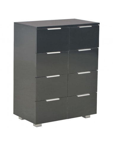 Credenza Nero Lucido 60x35x80 cm in Legno Multistrato