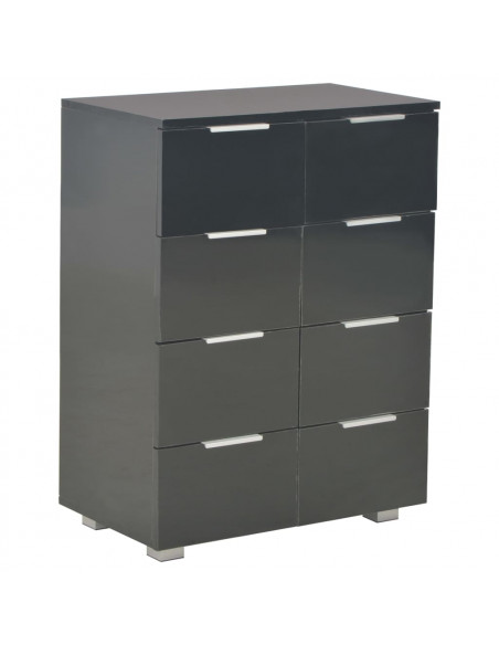 Credenza Nero Lucido 60x35x80 cm in Legno Multistrato