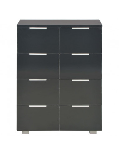 Credenza Nero Lucido 60x35x80 cm in Legno Multistrato