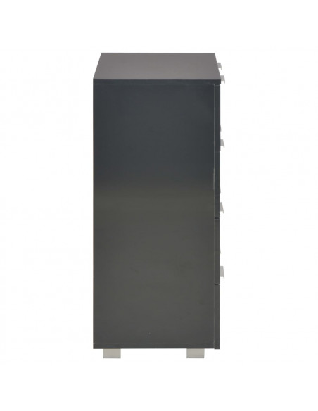 Credenza Nero Lucido 60x35x80 cm in Legno Multistrato
