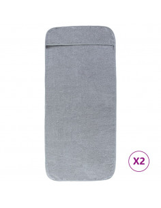 Asciugamani da Spiaggia 2 pz Grigi 60x135 cm Tessuto 400 GSM 2