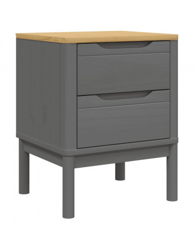 Comodino FLORO Grigio 45x39x57 cm in Legno Massello di Pino