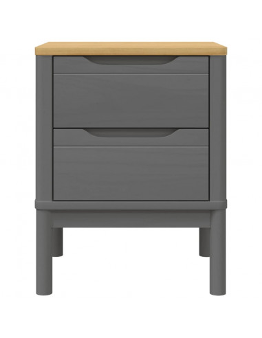 Comodino FLORO Grigio 45x39x57 cm in Legno Massello di Pino