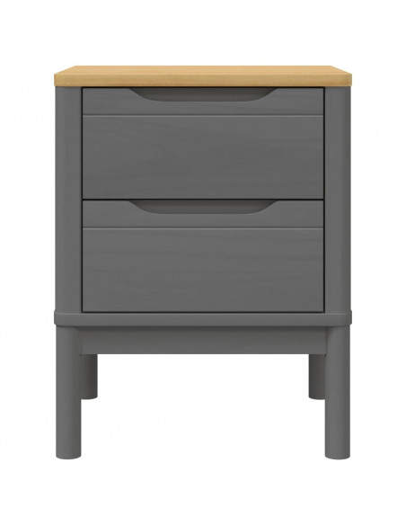 Comodino FLORO Grigio 45x39x57 cm in Legno Massello di Pino