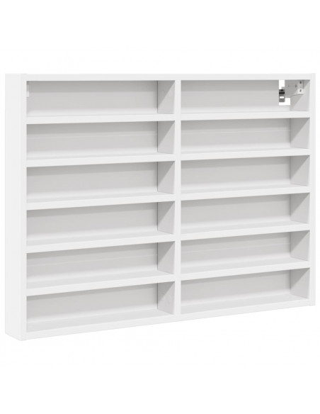 Armadietto con Vetrina Bianco 80x8,5x58 cm Legno Multistrato