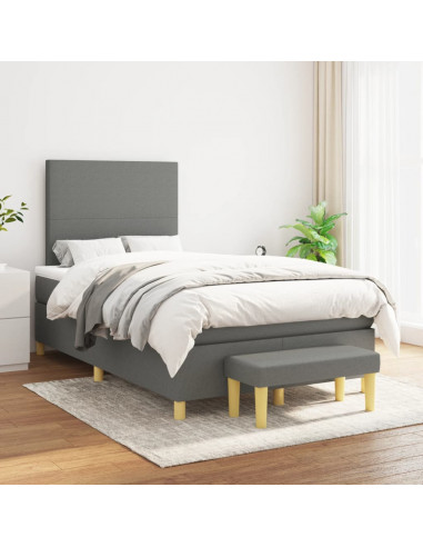 Giroletto a Molle con Materasso Grigio Scuro 120x190cm Tessuto