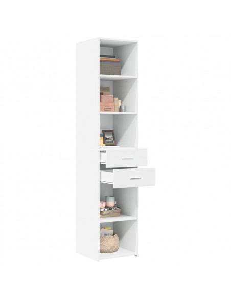 Credenza Bianca 40x42,5x185 cm in Legno Multistrato