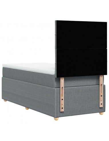 Giroletto a Molle con Materasso Grigio Chiaro 90x200 cm Tessuto