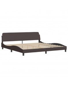 Giroletto con Testiera Marrone Scuro 200x200 cm in Tessuto 2