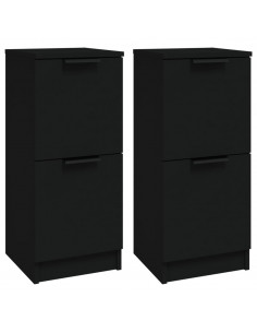 Credenze 2 pz Nere 30x30x70 cm in Legno Multistrato 2
