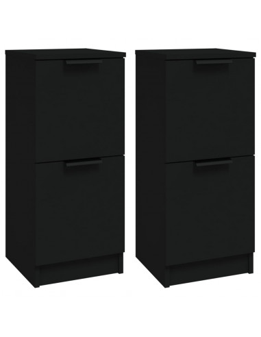 Credenze 2 pz Nere 30x30x70 cm in Legno Multistrato