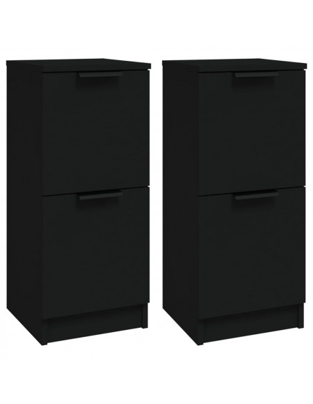 Credenze 2 pz Nere 30x30x70 cm in Legno Multistrato