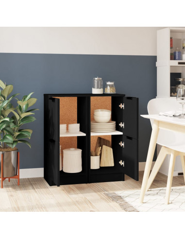 Credenze 2 pz Nere 30x30x70 cm in Legno Multistrato