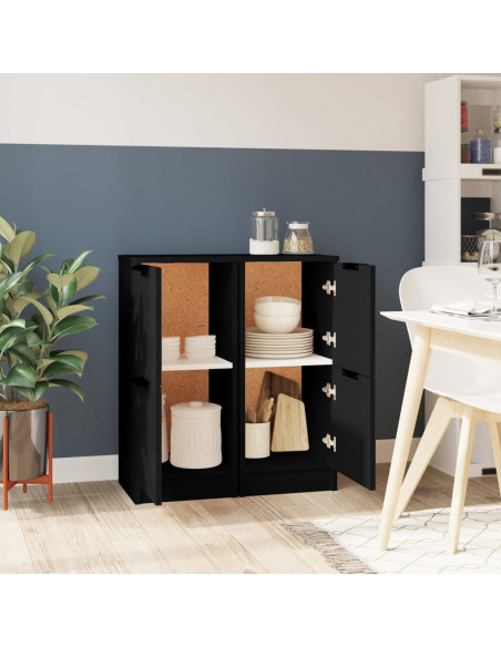 Credenze 2 pz Nere 30x30x70 cm in Legno Multistrato
