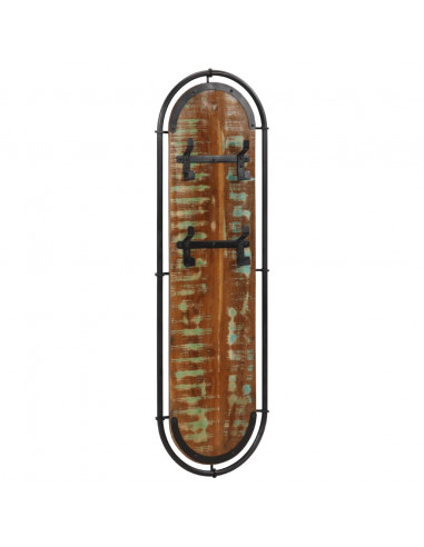 Appendiabiti da Parete con 4 Ganci 2pz Legno Massello Recupero