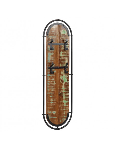 Appendiabiti da Parete con 4 Ganci 2pz Legno Massello Recupero