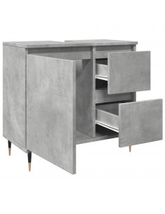 Armadietto da Bagno Grigio Cemento 65x33x60cm in Truciolato 2