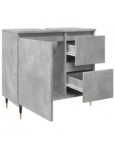 Armadietto da Bagno Grigio Cemento 65x33x60cm in Truciolato