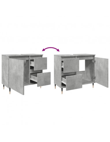 Armadietto da Bagno Grigio Cemento 65x33x60cm in Truciolato