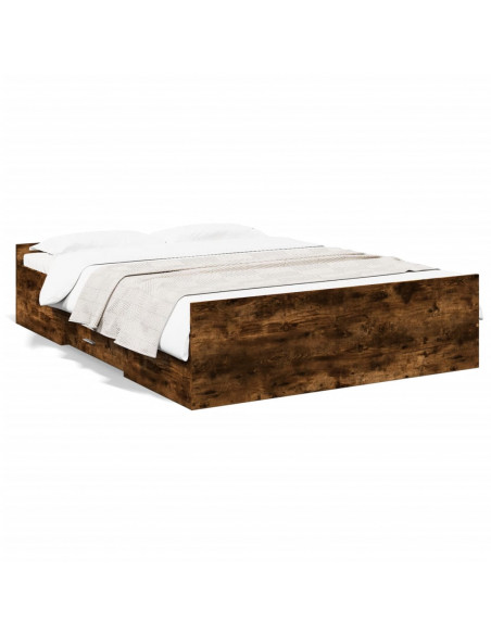 Giroletto con Cassetti Rovere Fumo 120x200 cm Legno Multistrato