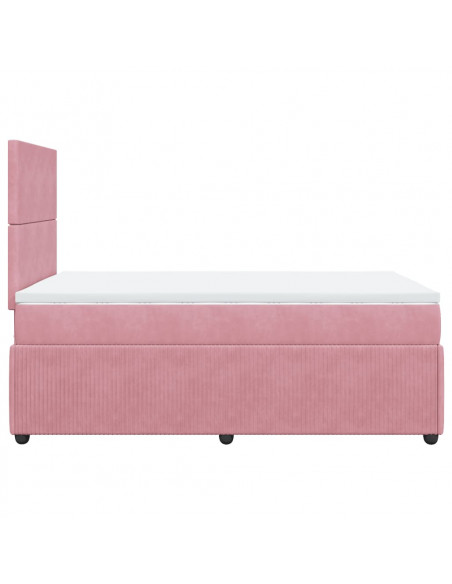 Giroletto a Molle con Materasso Rosa 120x200 cm in Velluto