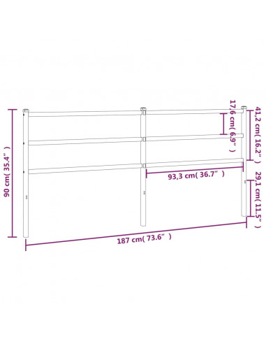 Testiera in Metallo Nero 180 cm