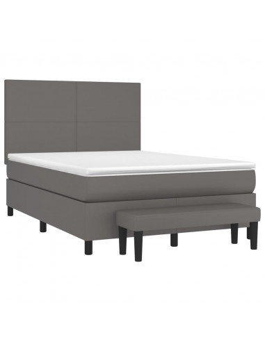 Giroletto a Molle con Materasso Grigio 140x200 cm in Similpelle