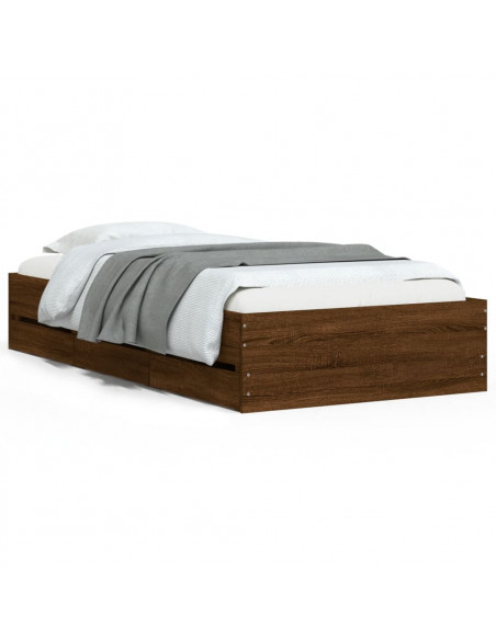 Giroletto Cassetti Rovere Marrone 90x200 cm Legno Multistrato