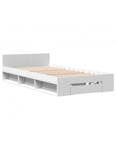 Giroletto con Cassetto Bianco 90x190 cm in Legno Multistrato