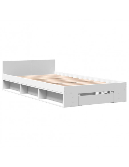 Giroletto con Cassetto Bianco 90x190 cm in Legno Multistrato
