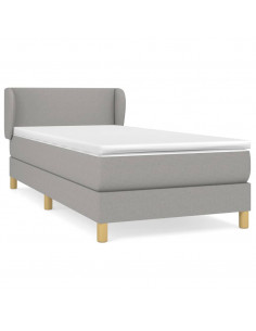 Giroletto a Molle con Materasso Grigio Chiaro100x200 cm Tessuto 2