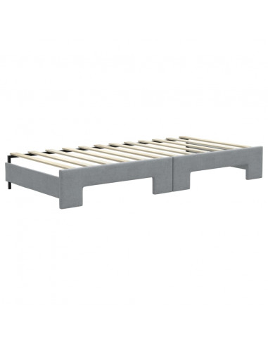 Divano Letto Estraibile Cassetti Grigio Chiaro 90x200cm Tessuto