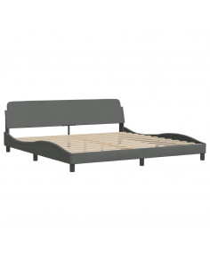 Giroletto con Testiera Grigio Scuro 200x200 cm in Tessuto 2