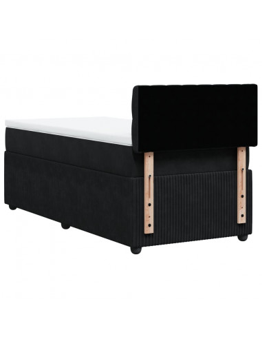 Giroletto a Molle con Materasso Nero 90x200 cm in Velluto