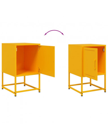 Comodini 2 pz Giallo Senape 36x39x60,5 cm in Acciaio