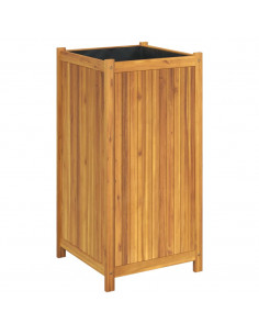 Fioriera Giardino con Rivestimento 50x50x100 cm Massello Acacia 2