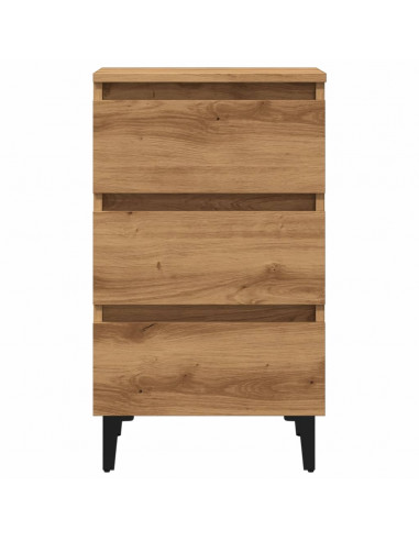 Comodino con Gambe in Metallo Rovere Artigianale 40x35x69 cm