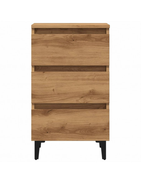 Comodino con Gambe in Metallo Rovere Artigianale 40x35x69 cm
