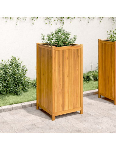 Fioriera Giardino con Rivestimento 50x50x100 cm Massello Acacia