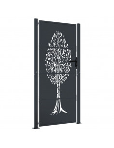 Cancello Giardino Antracite 105x205 cm in Acciaio Design Albero 2