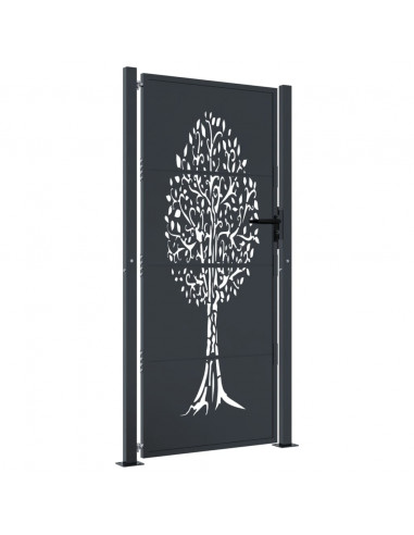 Cancello Giardino Antracite 105x205 cm in Acciaio Design Albero