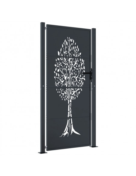 Cancello Giardino Antracite 105x205 cm in Acciaio Design Albero