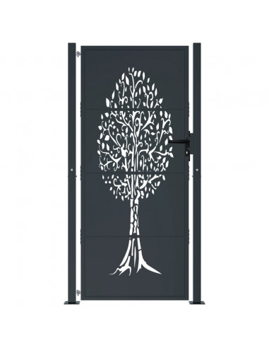 Cancello Giardino Antracite 105x205 cm in Acciaio Design Albero