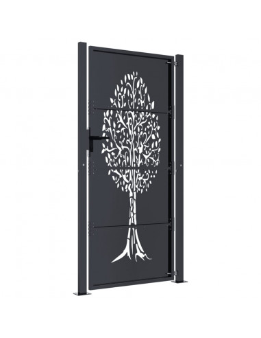 Cancello Giardino Antracite 105x205 cm in Acciaio Design Albero