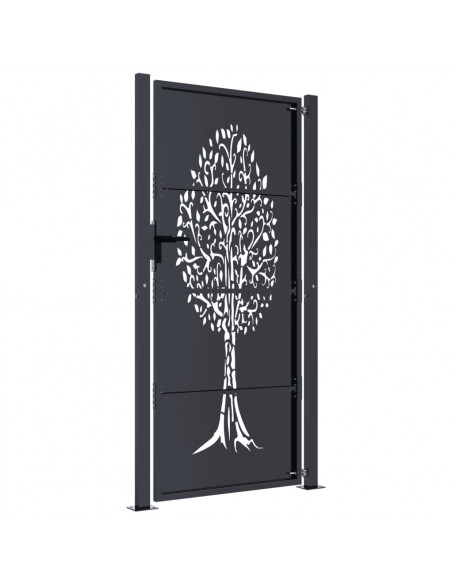 Cancello Giardino Antracite 105x205 cm in Acciaio Design Albero