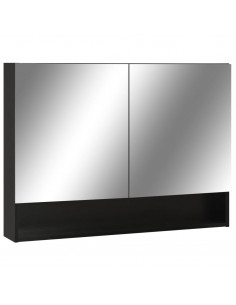 Armadietto a Specchio con LED Nero 80x15x60 cm in MDF 2