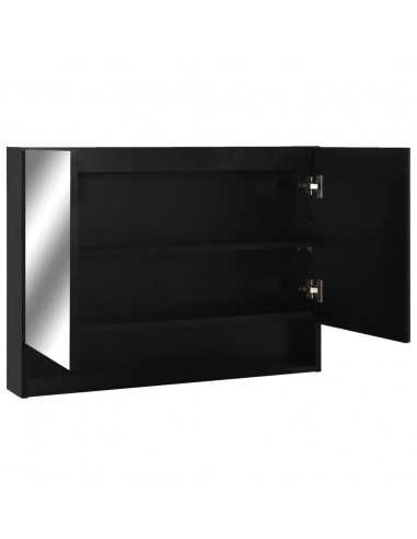 Armadietto a Specchio con LED Nero 80x15x60 cm in MDF